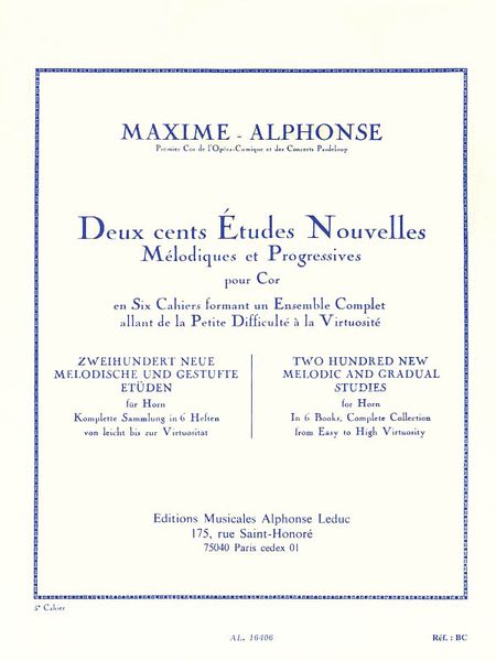 Two Hundred Etudes Nouvelles, Vol. 5 : 20 Etudes Tres Difficiles Pour Cor.