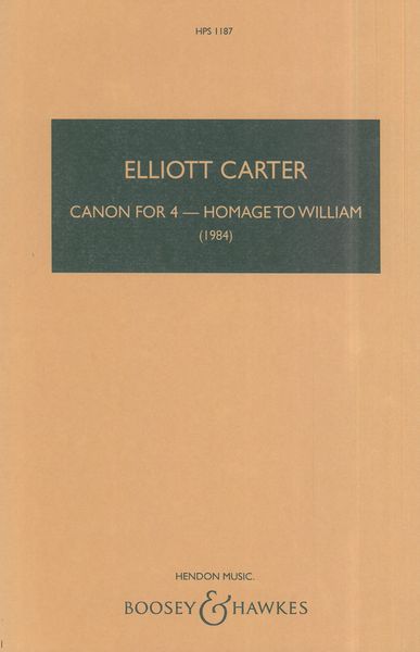Canon For Four - Homage To William (1984) : For Flute, Bb Bass Clarinet, Violin And Cello.