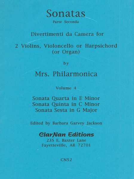 Sonatas For 2 Violins With Violoncello Obbligato - Volume 4, Edited By Barbara Garvey Jackson.