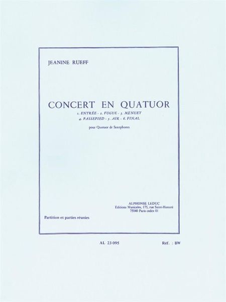 Concert En Quatuor : Pour Quatour De Saxophones.