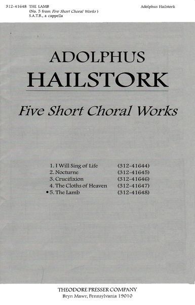 Lamb : No. 5 From 5 Short Choral Works.