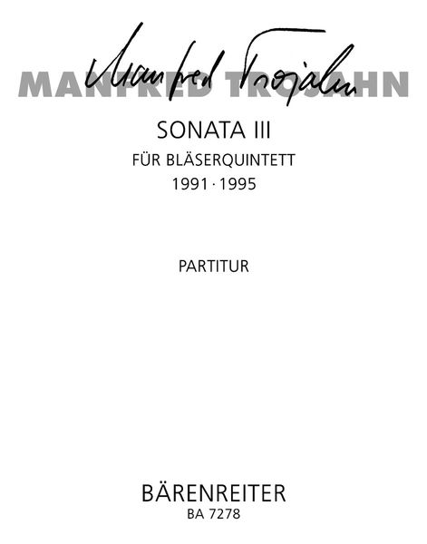 Sonata III : Für Bläserquintett 1991/1995.