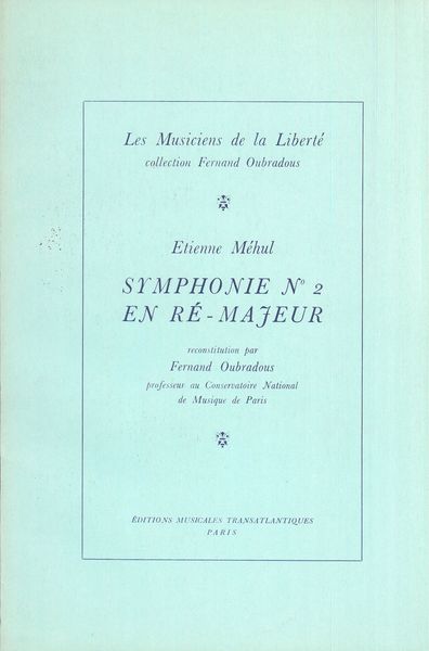 Symphonie No. 2 En Re-Majeur / Reconstitution Par Fernand Oubradous.