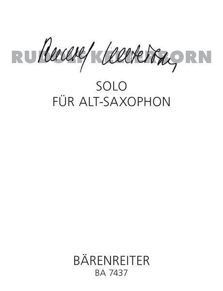 Solo : Für Alt-Saxophon (1994/95).