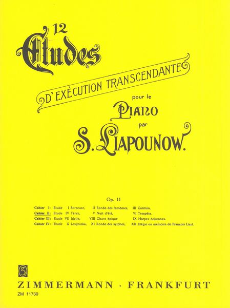 Douze Etudes d'Execution Transcendantes Pour le Piano, Op. 11 : Cahier II.