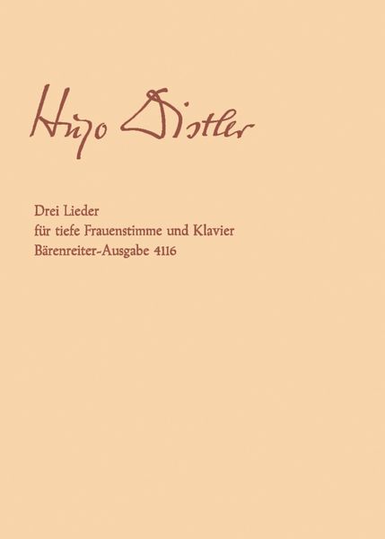 Drei Lieder, Op. Post. : Für Alt und Klavier Nach Paul Brockhaus (1931).