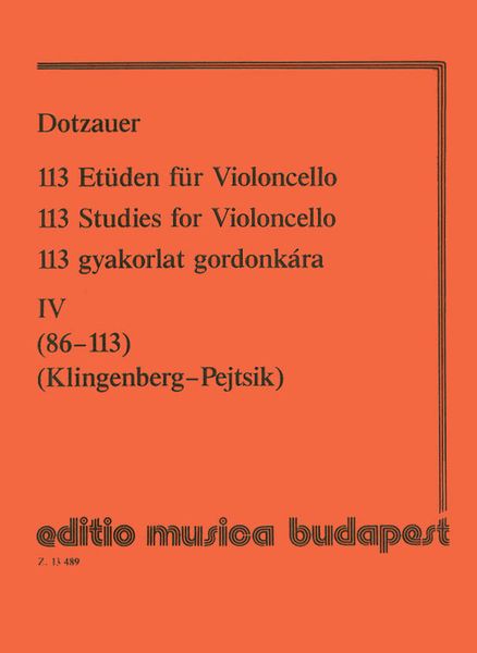 113 Etudes, Vol. 4 : For Cello.