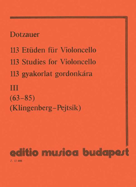 113 Etudes, Vol. 3 : For Cello.