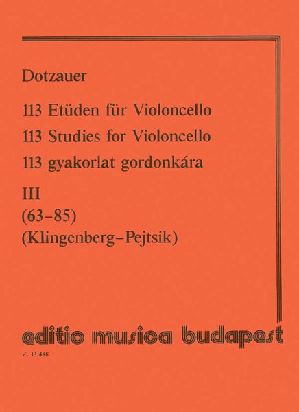 113 Etudes, Vol. 3 : For Cello.