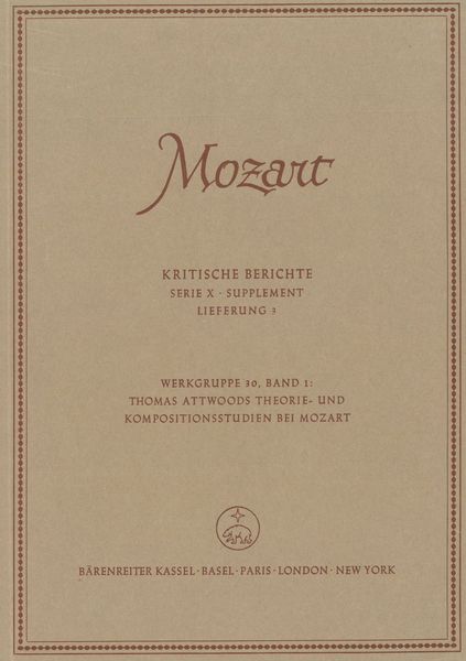 Thomas Attwoods Theorie- und Kompositionsstudien Bei Mozart.
