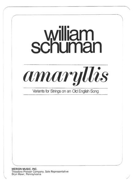 Amaryllis : Variants For Strings On An Old English Song.