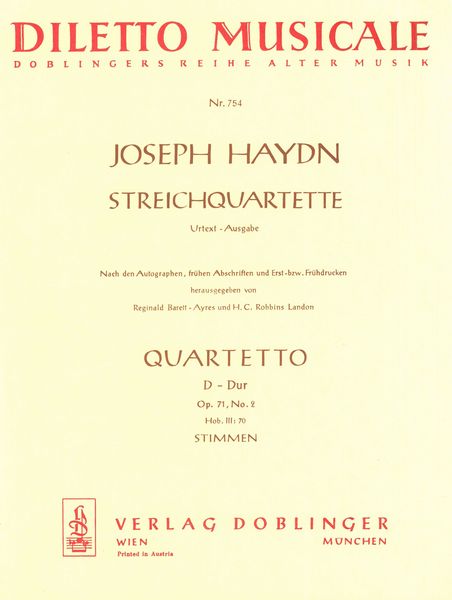 Streichquartette Op. 71/2, In D, Hob. III:70. Apponyi Quartets.