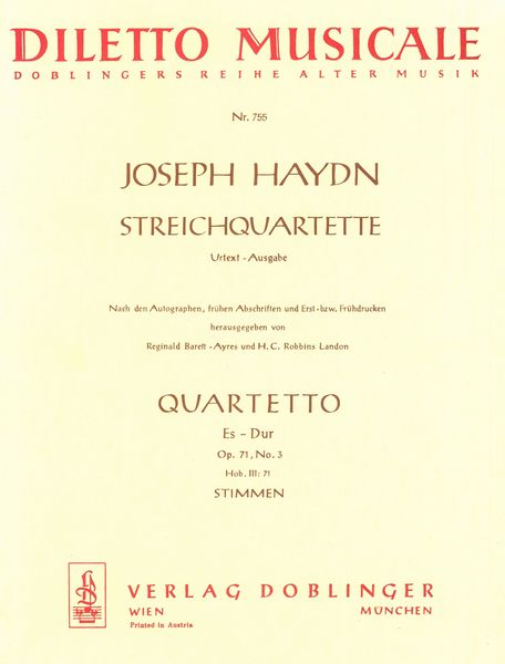 Streichquartette Op. 71/3, In Eb, Hob. III:71. Apponyi Quartets.