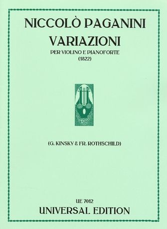 Variazioni : Per Violino E Pianoforte (1822) / edited by Georg Kinsky and Fritz Rothschild.