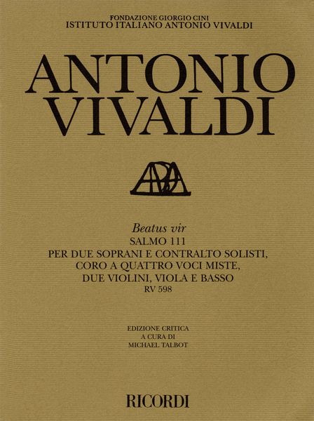 Beatus Vir, Salmo 111 : Per Due Soprani E Contralto Solisti, Coro A Quattro Voci Miste...