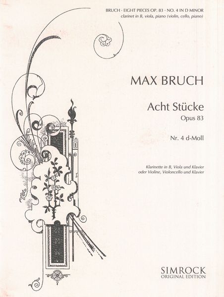 8 Pieces, Op. 83 : For Violin (Or Clarinet), Viola (Or Violoncello) & Piano - No. 4 In D Minor.