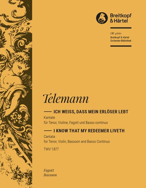 Ich Weiss, Dass Mein Erloeser Lebt As BWV 160 Ascribed To J. S. Bach : Wind Parts.