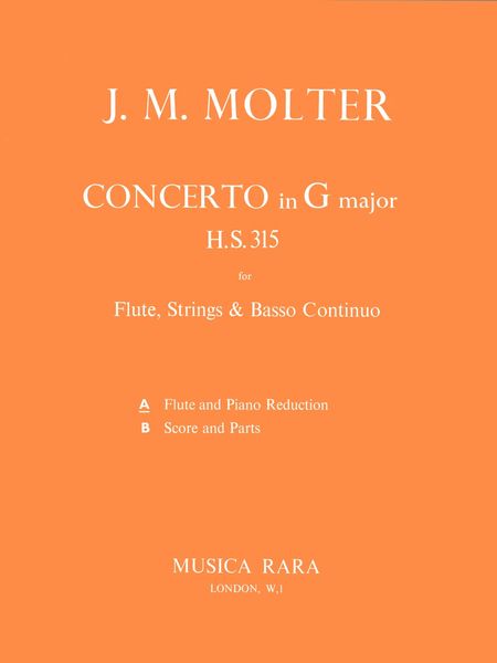 Concerto In G Major, Hs 315 : For Flute, Strings & Basso Continuo - Piano reduction.