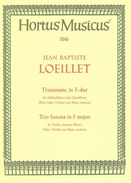Trio Sonata In F Major, Op. 2/2 : For Recorder, Oboe and Basso Continuo.