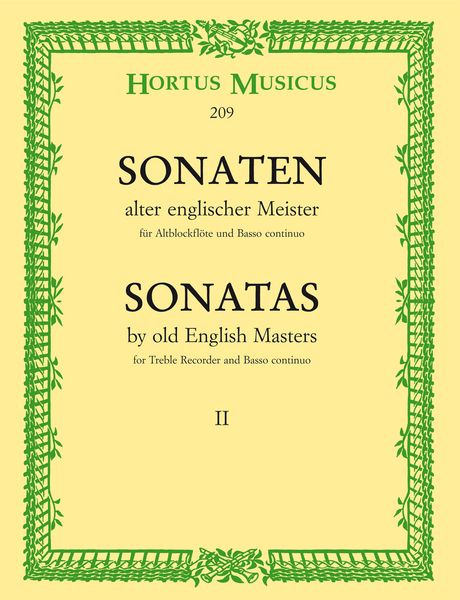 Sonatas by Old English Masters, Vol. 2 : For Treble Recorder and Basso Continuo.