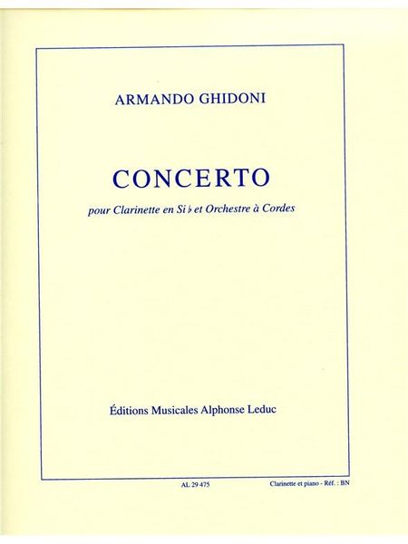 Concerto : Pour Clarinette In Si Bemol Et Orchestre A Cordes - Piano reduction.