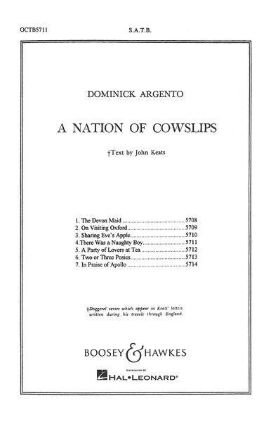 A Nation Of Cowslips, No. 4 : There Was A Naughty Boy (For SATB Choir A Cappella).