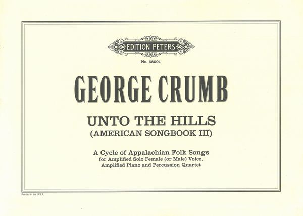 Unto The Hills (American Songbook III) : For Amp. Solo Voice, Amp. Piano and Perc. Quartet.