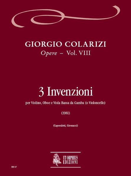 3 Invenzioni : Per Violino, Oboe E Viola Bassa Da Gamba (O Violoncello) (1981).