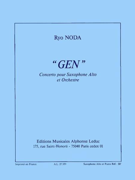 Gen : Concerto For Alto Saxophone and Orchestra - reduction For Also Saxophone and Piano.