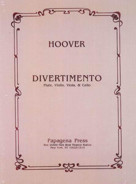 Divertimento, Op. 8 (1975) : For Flute, Violin, Viola, & Cello.