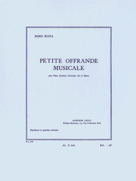 Petite Offrande Musicale : For Wind Quintet.
