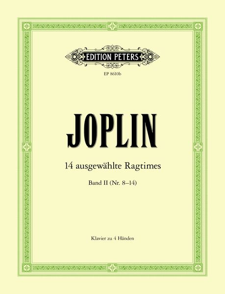 14 Ausgewählte Ragtimes, Band 2 (Nr. 8-14) : Für Klavier Zu Vier Händen.