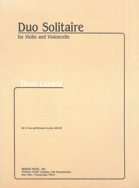 Duo Solitaire : For Violin and Violoncello.