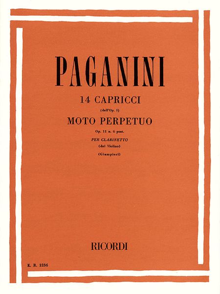 14 Capriccios, Op. 1; Moto Perpetuo, Op. 11, No. 6 : For Clarinet and Piano.