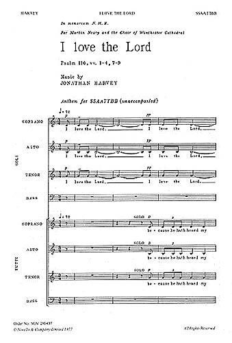 I Love The Lord : For SSAATTBB Choir.