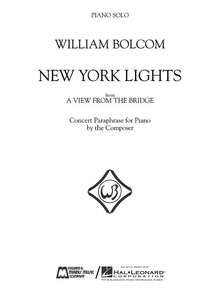 New York Lights (From A View From The Bridge) : Concert Paraphrase For Piano By The Composer.