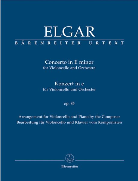 Concerto In E Minor : For Violoncello and Orchestra, Op. 85 - Piano reduction, Jonathan Del Mar, ed.