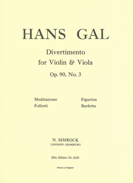 Divertimento Op. 90 No. 3 : For Violin and Viola.