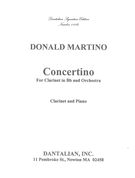 Concertino : For Clarinet In B Flat and Orchestra (2003) - Piano reduction.