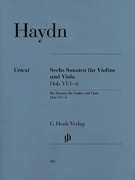 Six Sonatas : For Violin and Viola, Hob. VI:1-6 / Ed. Andreas Friesenhagen and Ulrich Mazurowicz.