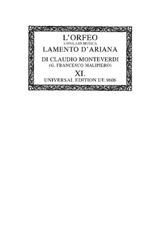 Orfeo; Lamento D'Ariana / edited by Gian Francesco Malipiero.