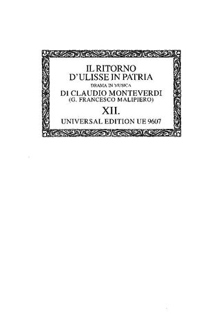 Ritorno D'Ulisse In Patria / edited by Gian Francesco Malipiero.