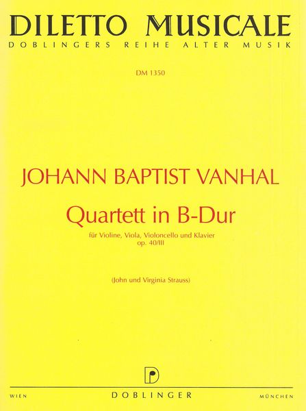 Quartett In B-Dur : Für Violine, Viola, Violoncello Und Klavier, Op. 40 No. 3.