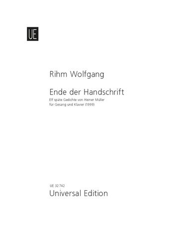 Ende Der Handschrift : Für Gesang Und Klavier (1999).