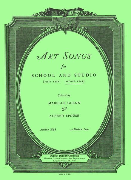 Art Songs For School and Studio, Second Year : For Medium Low Voice / arranged by Alfred Spouse.