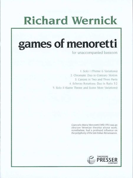 Games Of Menoretti : For Unaccompanied Bassoon (1997).