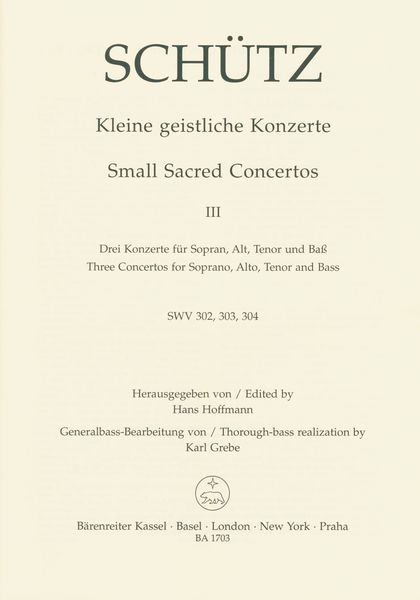 Kleine Geistliche Konzerte, Heft 3.