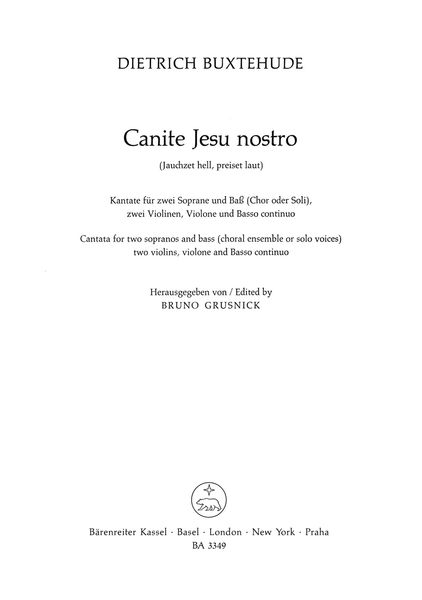 Canite Jesu Nostro : For Three-Part Mixed Choir, 2 Violins, Violone and Continuo.