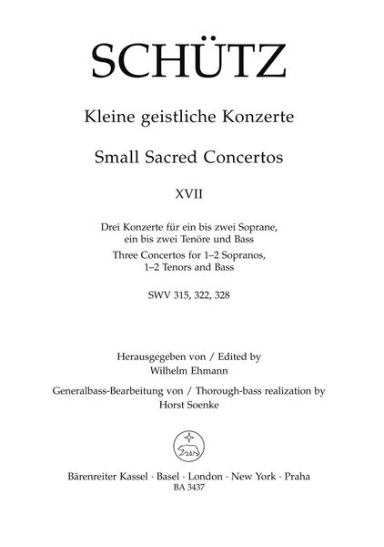 Kleine Geistliche Konzerte, Heft 17 : Hodie Christus Natus Est and Rorate Coeli Desuper.