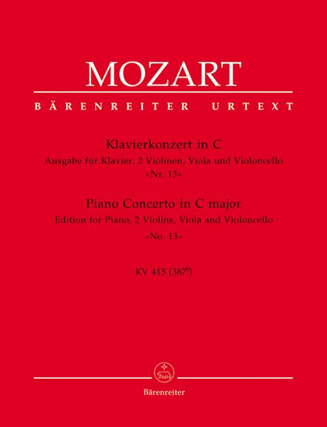 Konzert C-Dur, K. 415 : For Piano and Orchestra / arranged For Piano Quintet.